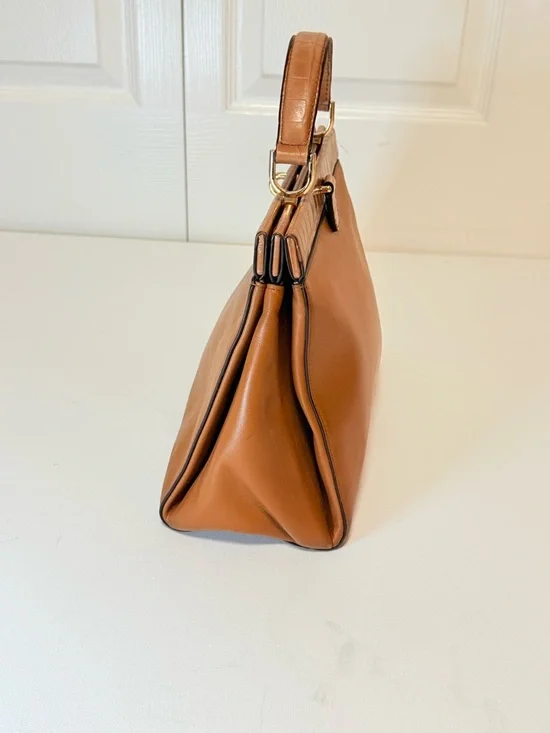 Michael Kors Gramercy Medium Acorn Leather Satchel - Croc Trim - Picture 3 of 14